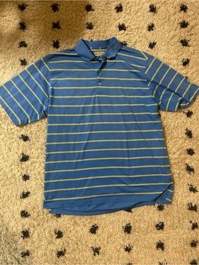 Donald Ross Men's Blue Striped Polo Shirt XL